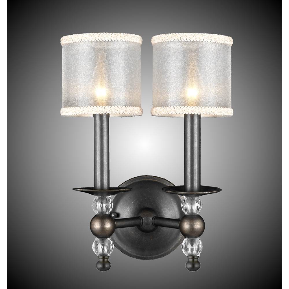American Brass And Crystal 2 Light Magro Wall Sconce with Shade