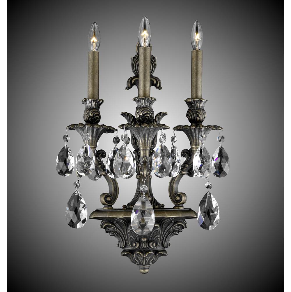 American Brass And Crystal 3 Light Blairsden Wall Sconce