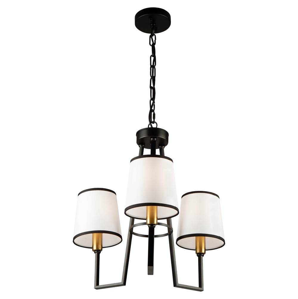 Artcraft Coco 3 Light Chandelier Black and Gold