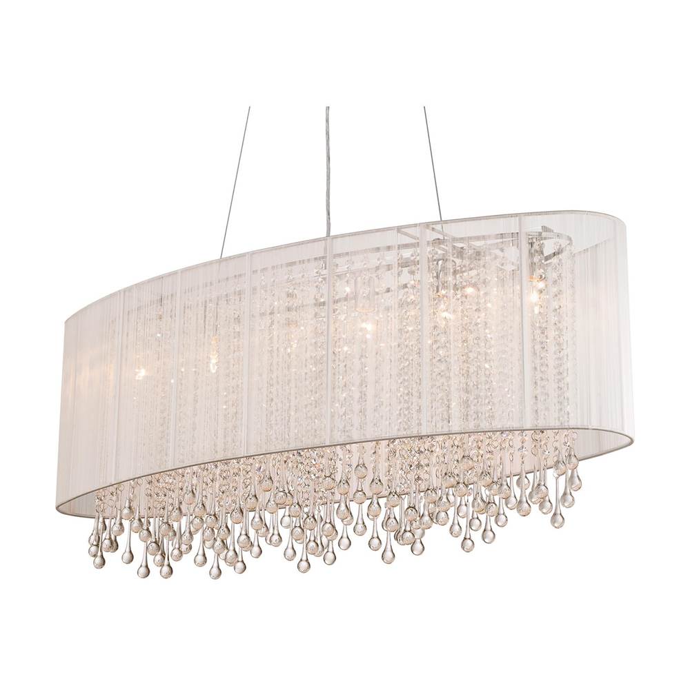 Avenue Lighting Beverly Dr. Collection Oval White Silk String Shade And Crystal Dual Mount
