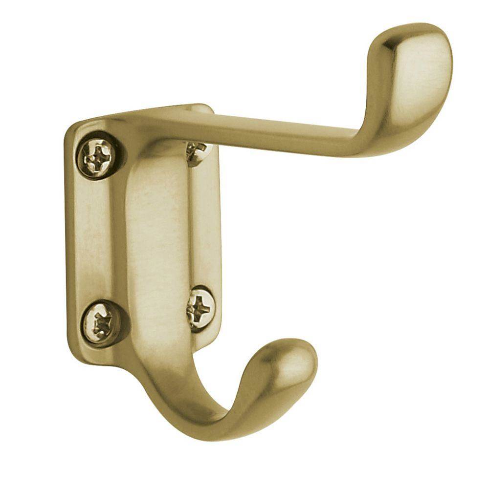 Hickory Hardware V02P27120-PB Multipack Collection Coat Hook Double Polished Brass Finish 2 Pack Piece 