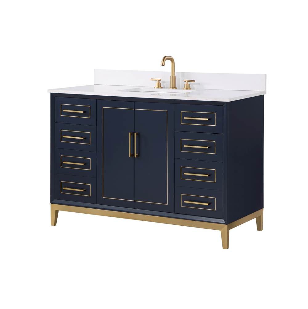 Bemma Design Gracie 48'' Bathroom Vanity, Blue with White Granite top