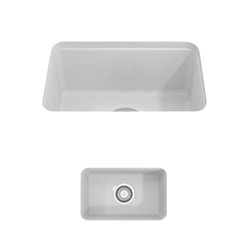 BOCCHI Sotto Dual-mount Fireclay 12 in. Single Bowl Bar Sink with Strainer in Matte White