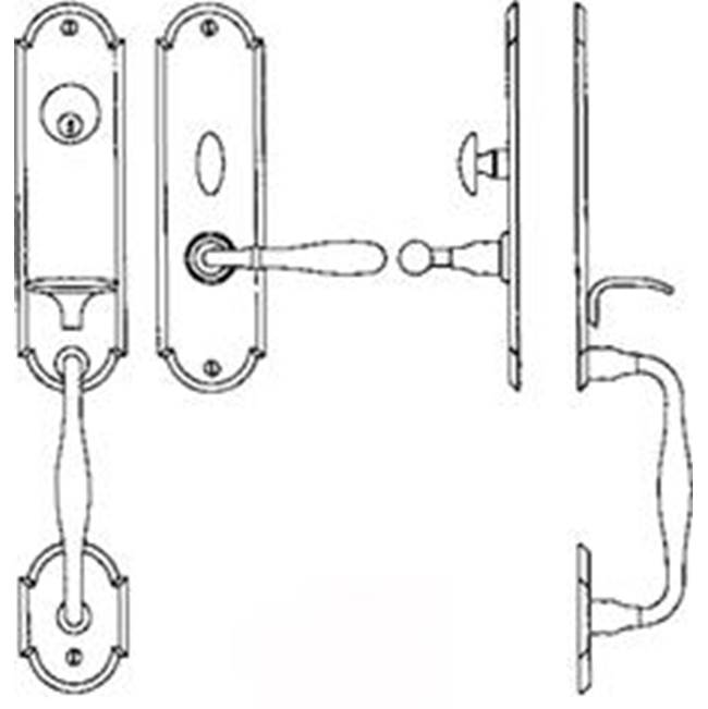 Bouvet Entrance Handle Set - Complete single cylinder set for 1 3/4'' door