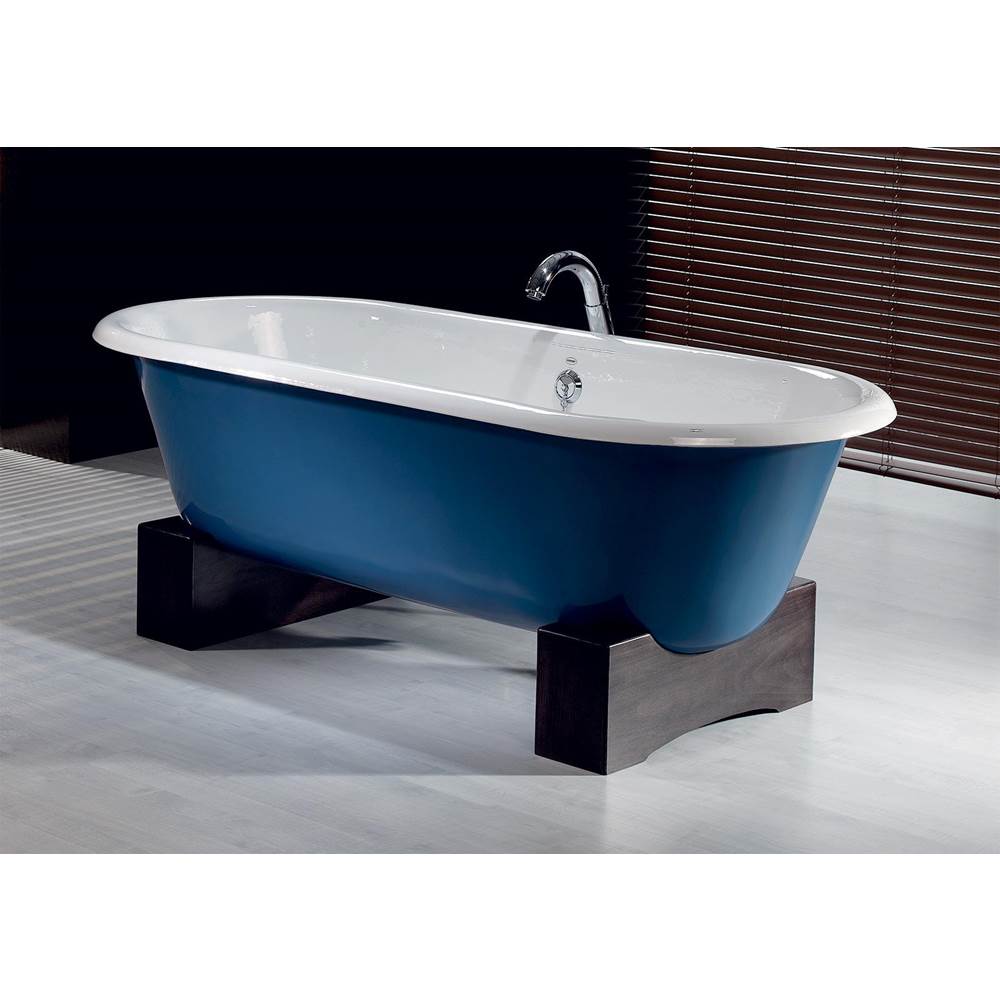 Cheviot Products REGAL Cast Iron Bathtub with Wooden Base and Faucet Holes