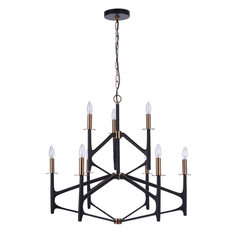Craftmade The Reserve 2-Tier 9 Light Chandelier - FBSB , Damp rated