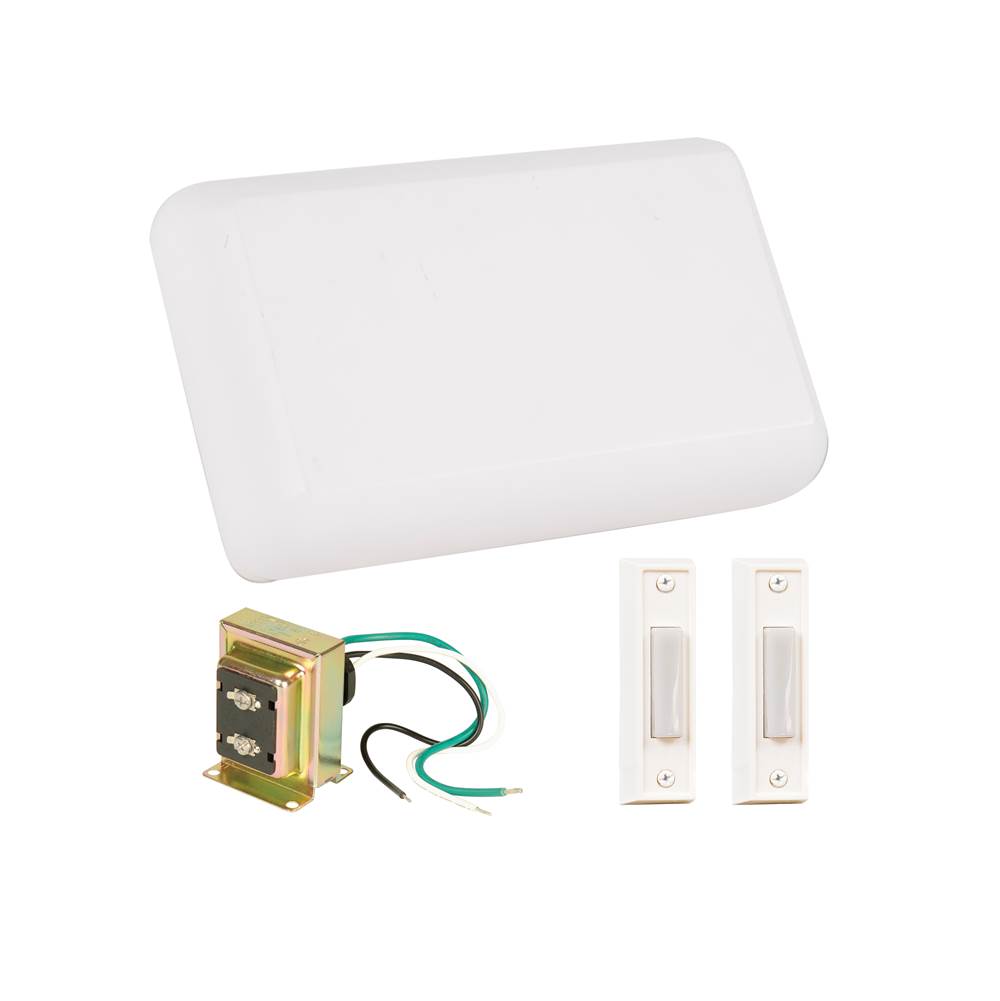 Craftmade Builder Chime Kit in White with 2 White Buttons and T1610 Transformer