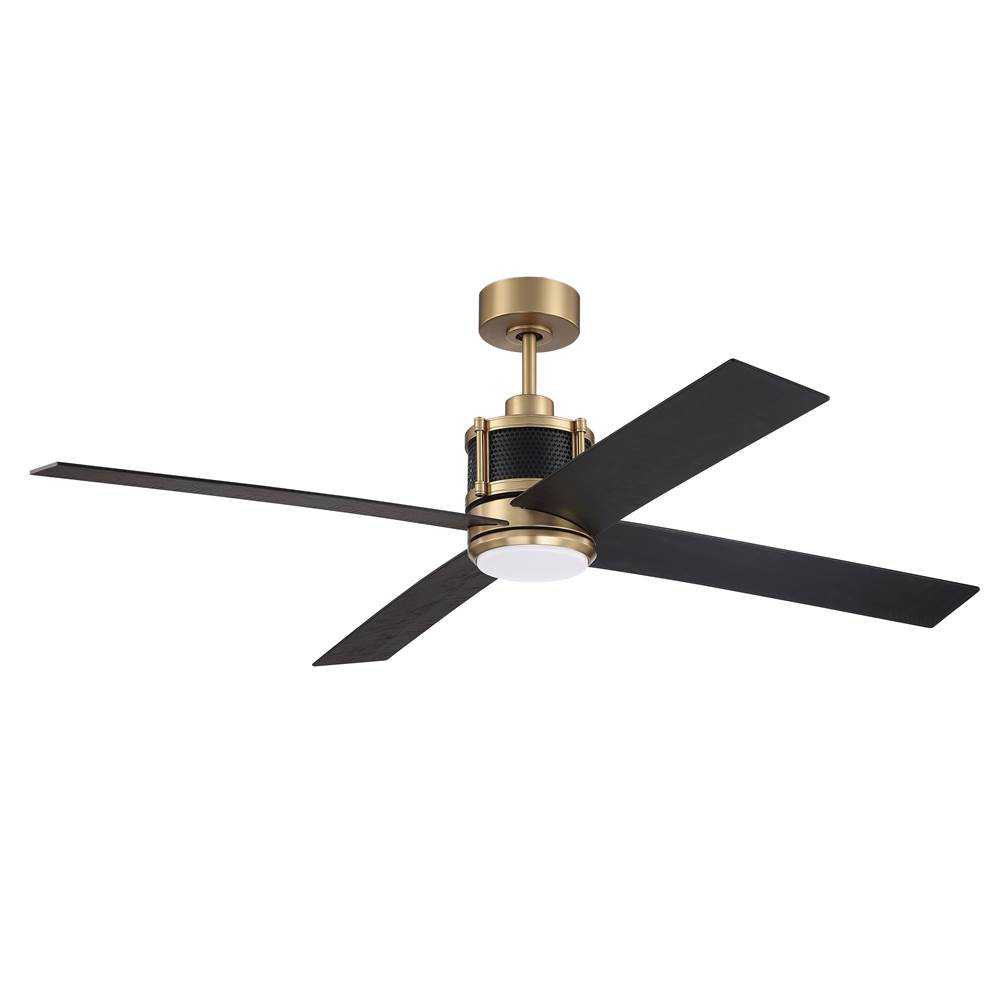 Craftmade 56'' Gregory Fan, Satin Brass and Flat Black Finish, Blades Included