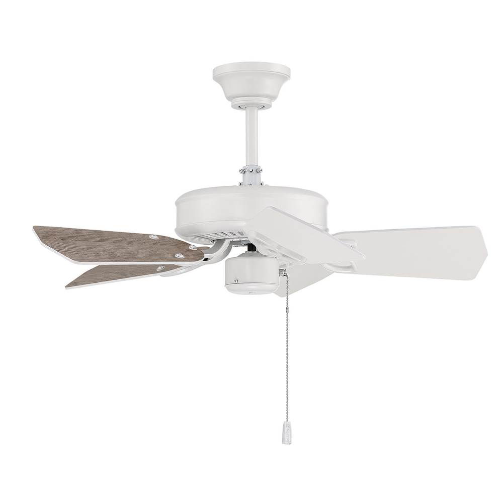 Craftmade 30'' Piccolo Ceiling Fan in White with reversible White/Washed Oak blades included