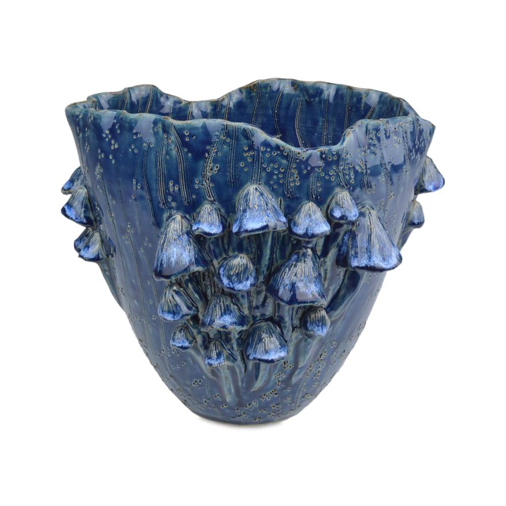 Currey And Company Conical Mushrooms Medium Dark Blue Vase