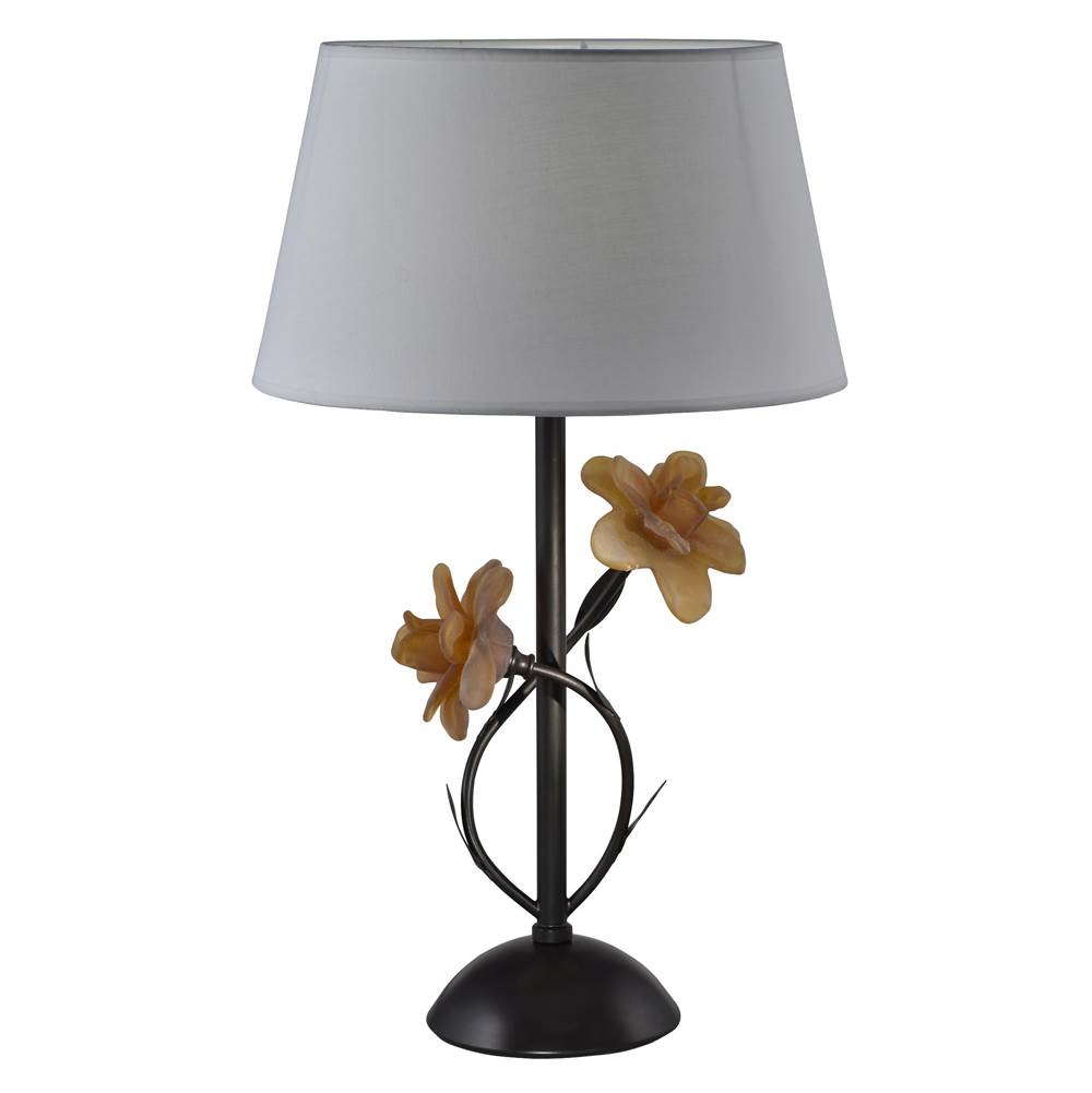 Dale Tiffany 2-Flower Rose Handcrafted Art Glass Table Lamp