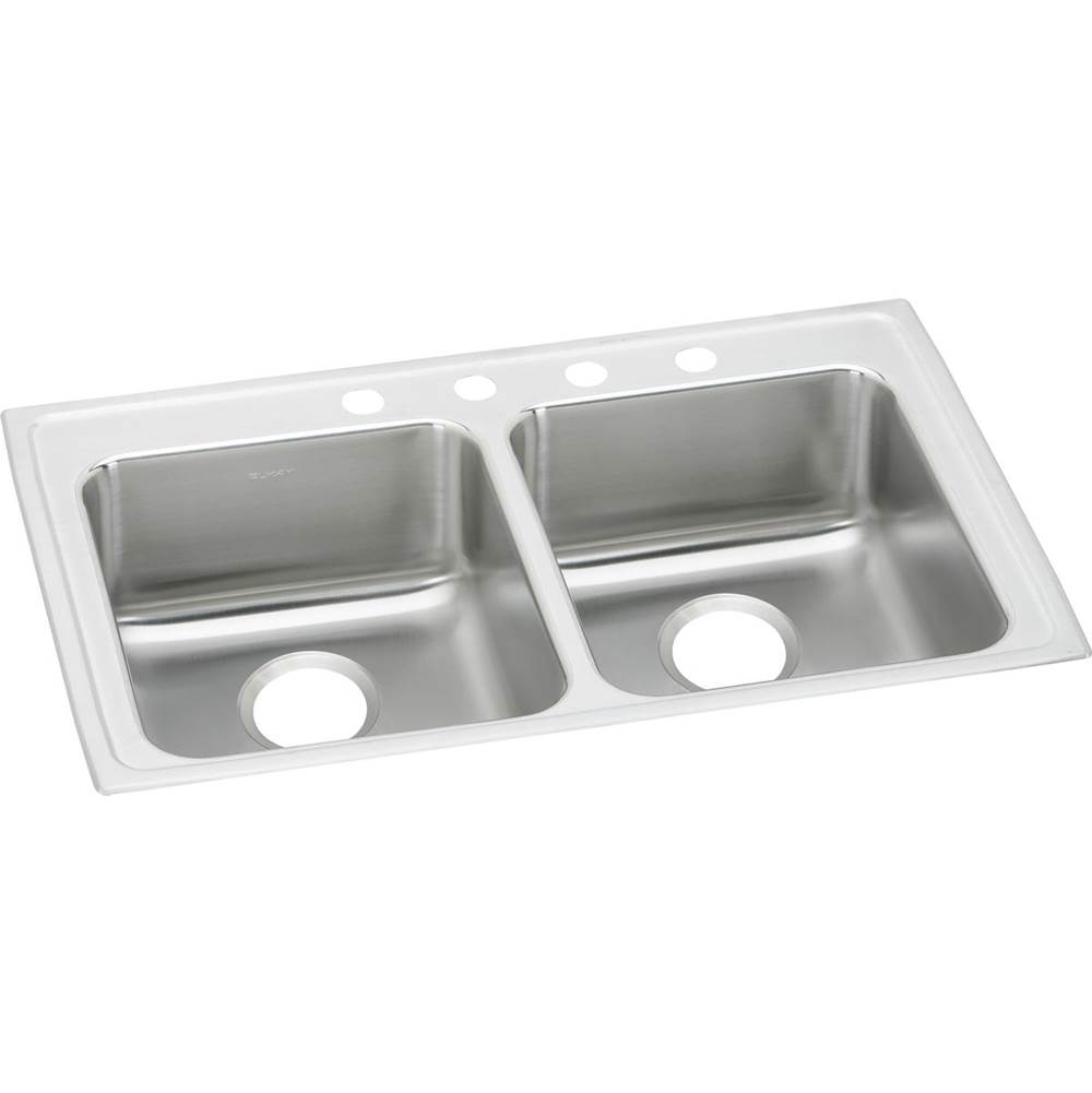 Elkay Lustertone Classic Stainless Steel 33'' x 19-1/2'' x 4-1/2'', 3-Hole Equal Double Bowl Drop-in ADA Sink