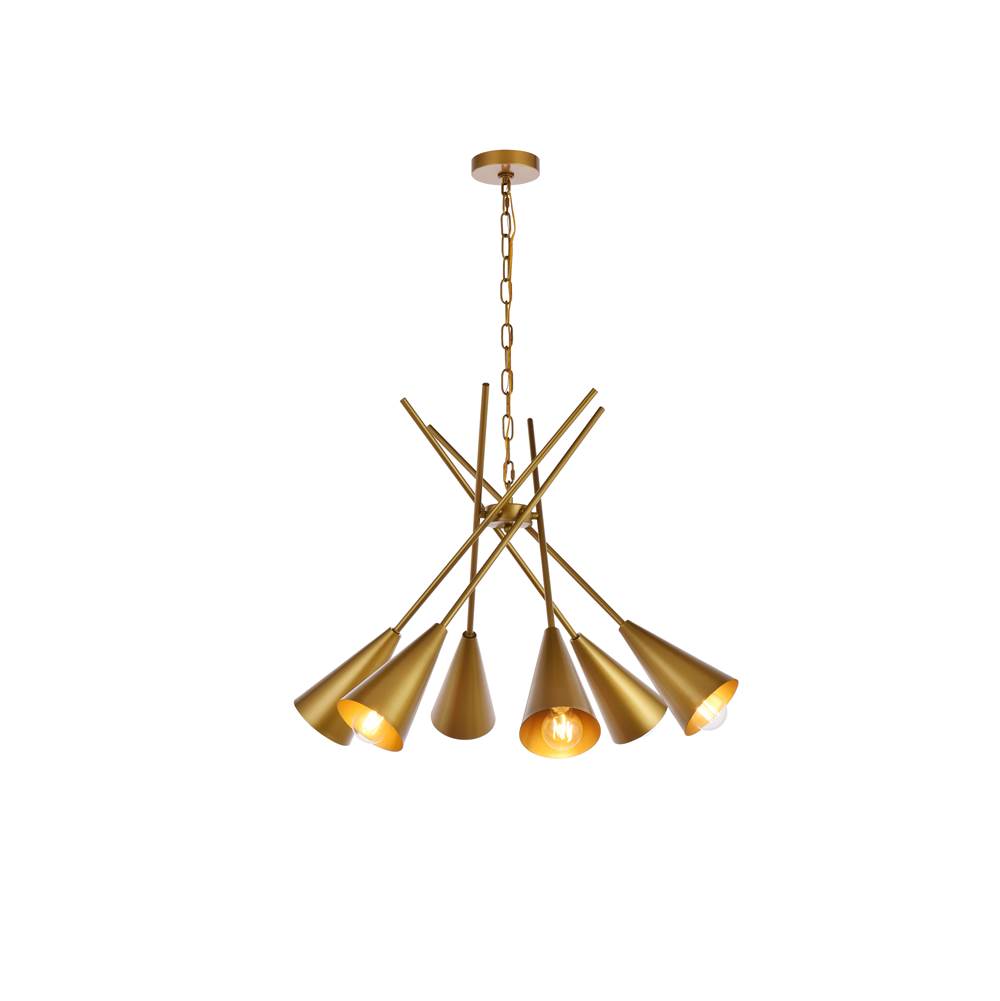 Elegant Lighting Casen 32 Inch Pendant In Brass