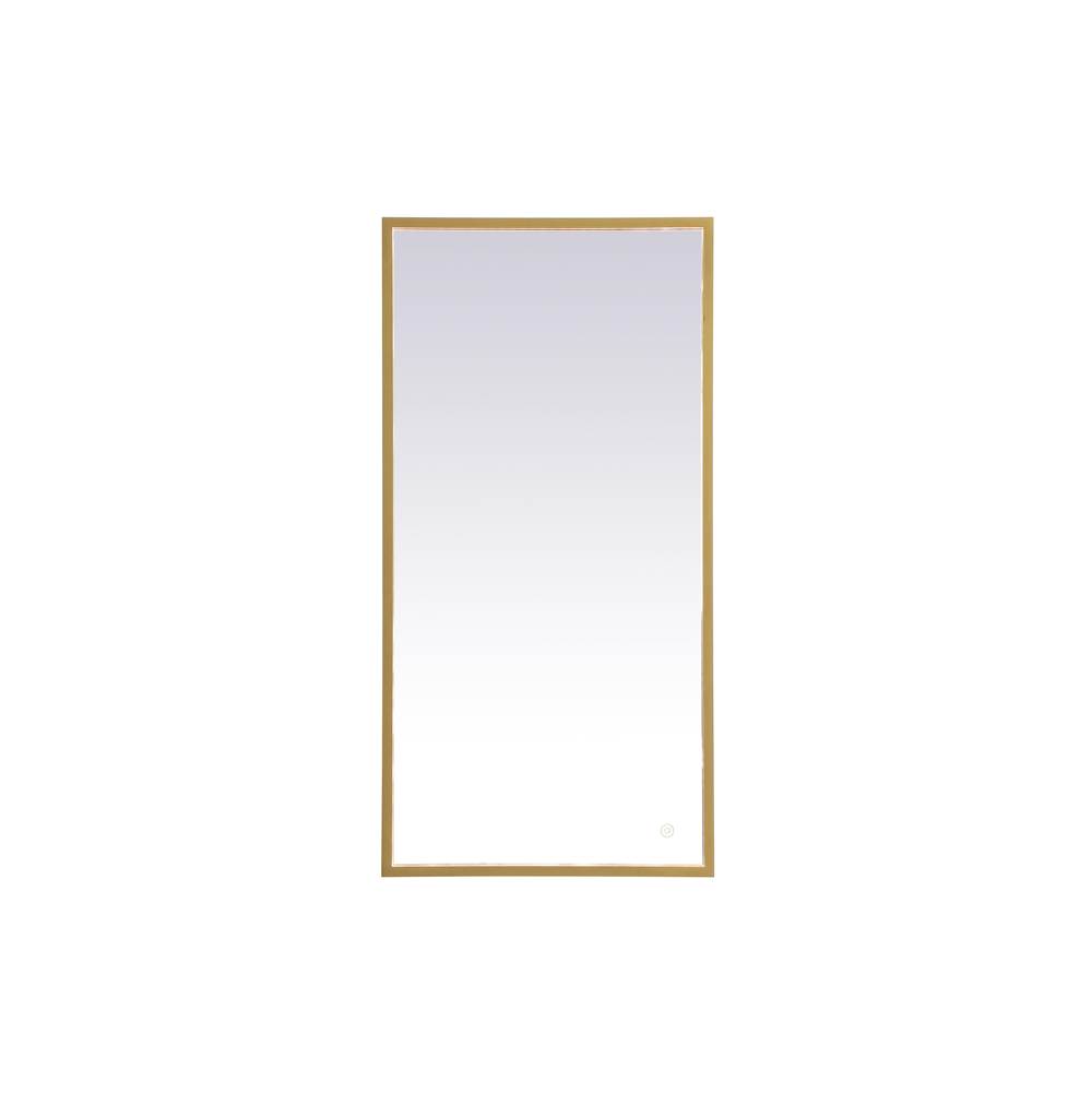 Elegant Lighting Pier 20X40 Inch Led Mirror With Adjustable Color Temperature 3000K/4200K/6400K In Brass