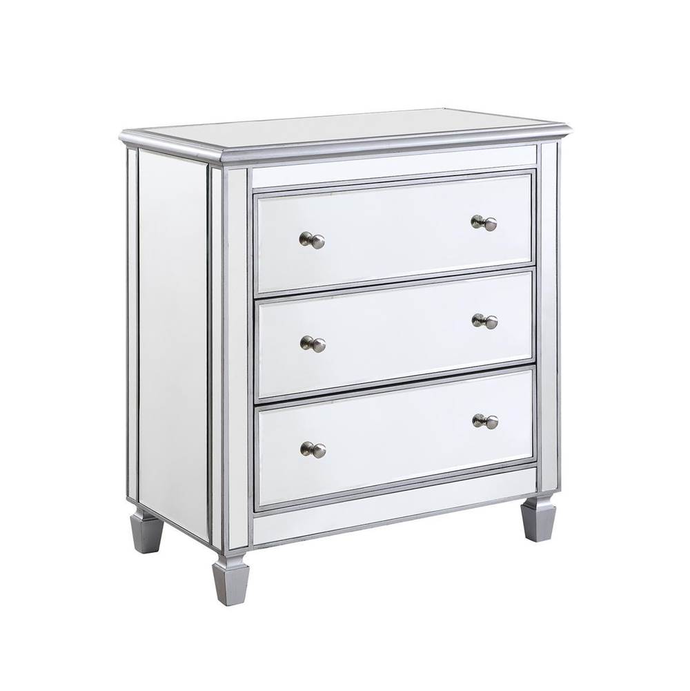 Elegant Lighting 3 Drawer Bedside Cabinet 33 In.X 18 In.X 32 In. In Silver Paint