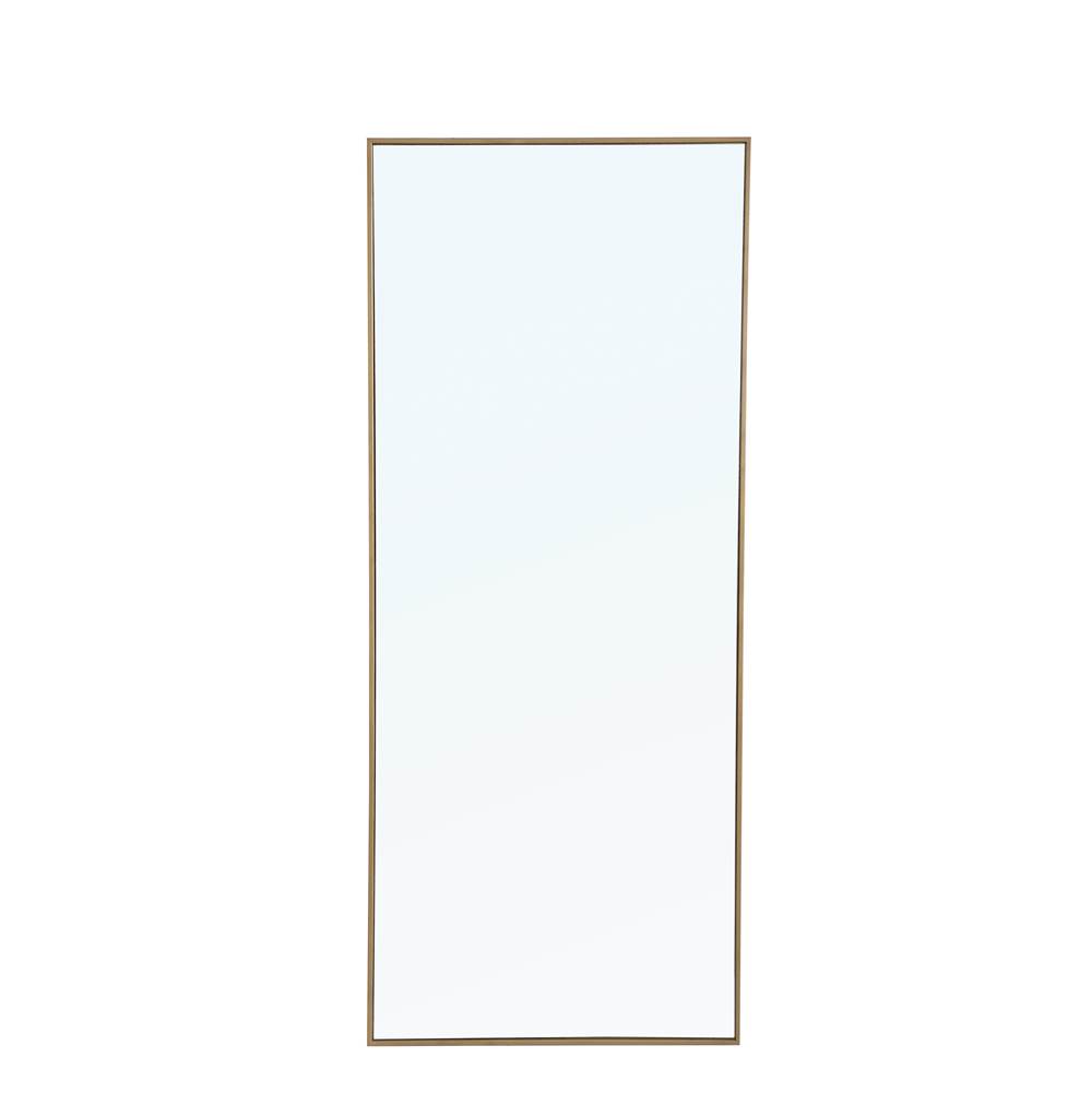Elegant Lighting Metal Frame Rectangle Mirror 30 Inch Brass