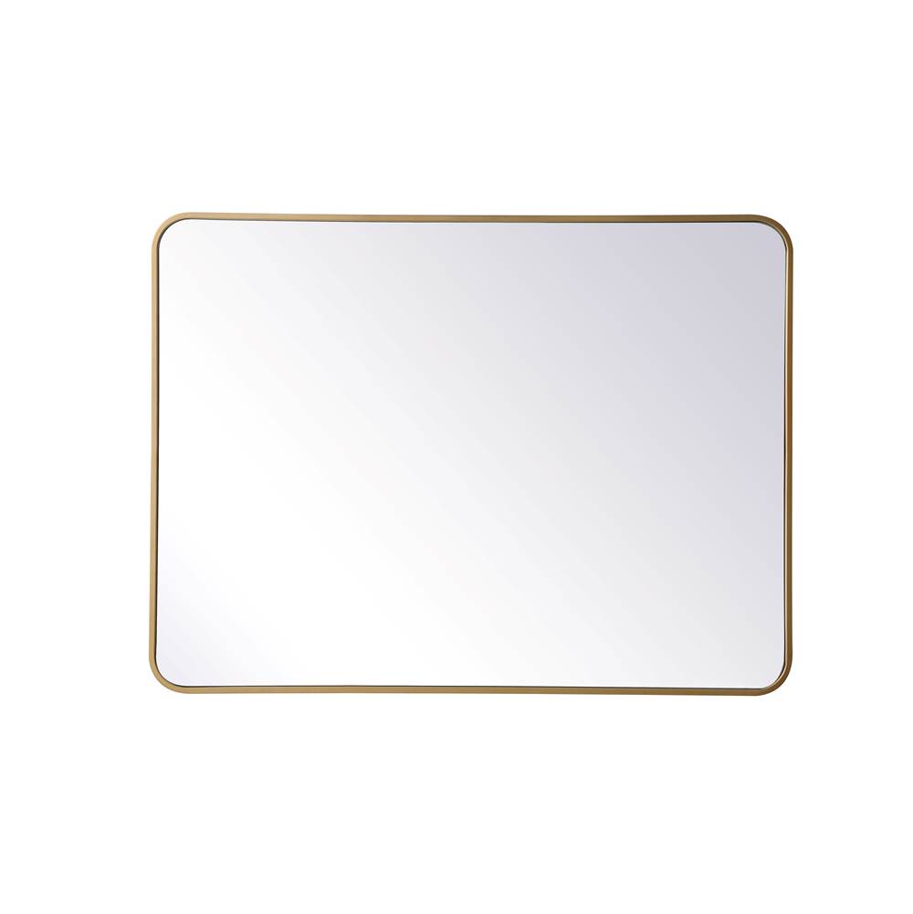 Elegant Lighting Evermore Soft Corner Metal Rectangular Mirror 30X40 Inch In Brass