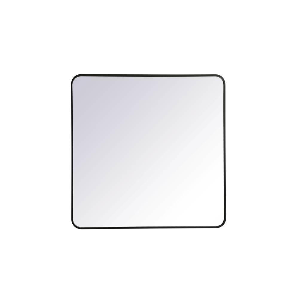 Elegant Lighting Evermore Soft Corner Metal Rectangular Mirror 36X36 Inch In Black