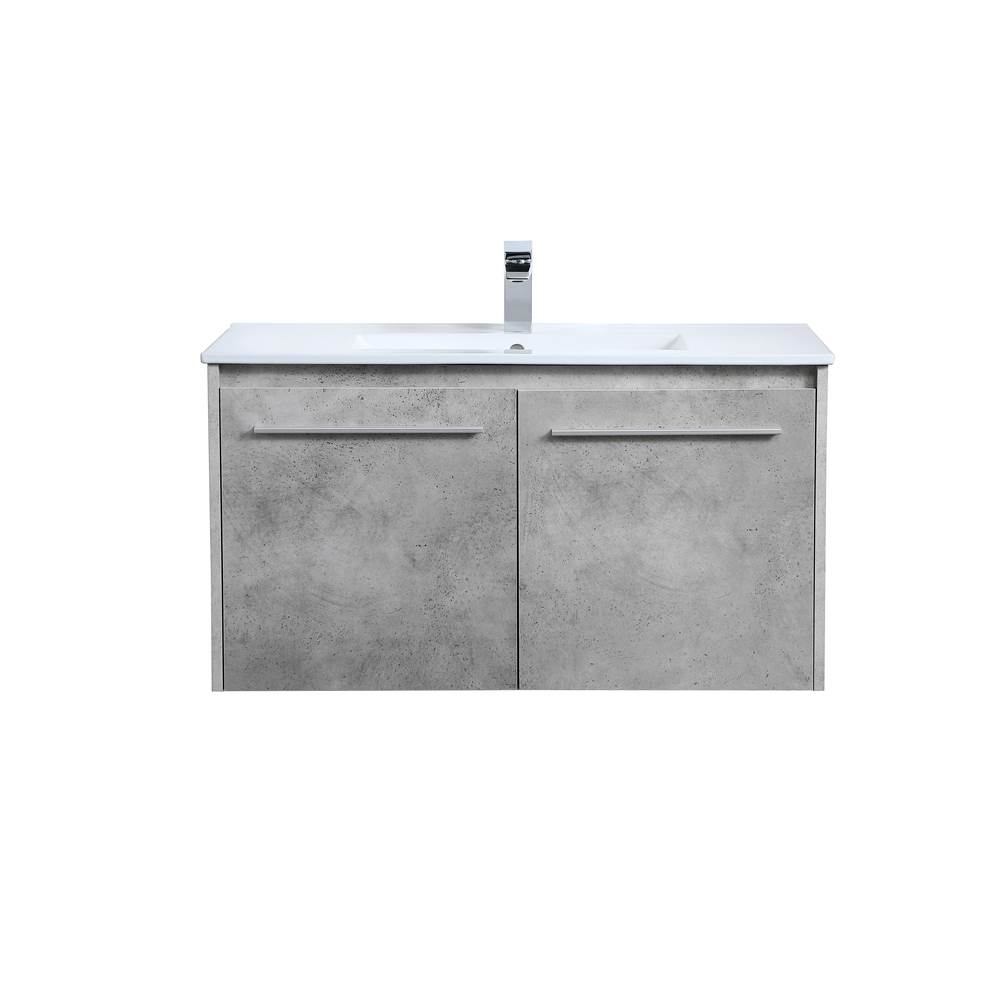 Elegant Lighting 36 Inch Single Bathroom Floating Vanity In Concrete Grey
