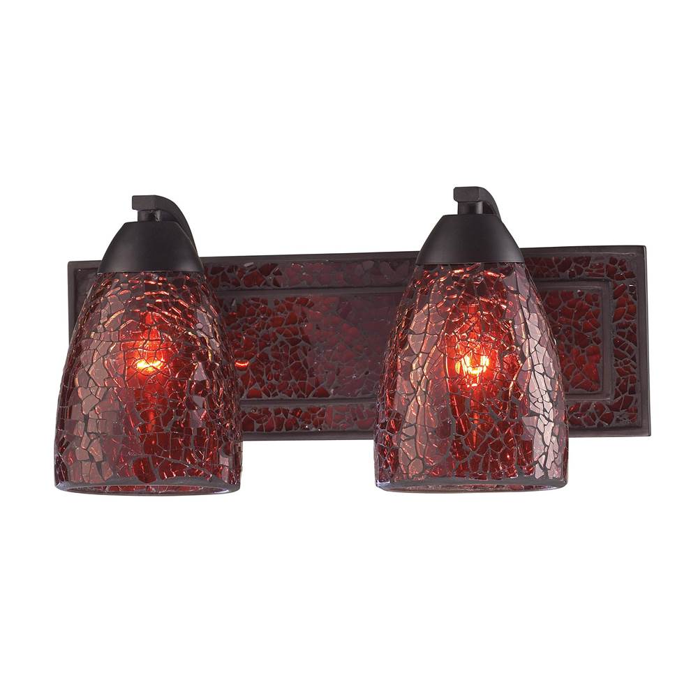 Elk Lighting Vanity Collection Elegant Bath Lighting 2-Light Red Crackled Glass and Backplate