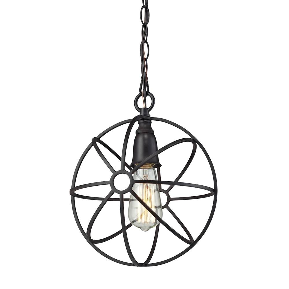 Elk Lighting Yardley 1-Light Mini Pendant in Oil Rubbed Bronze With Wire Cage