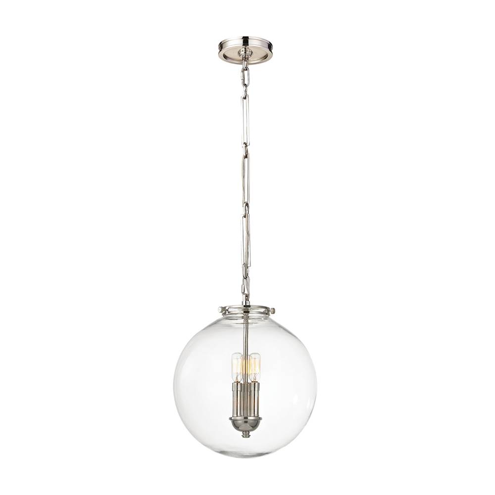 Elk Lighting Gramercy 3-Light Pendant in Polished Nickel with Clear Glass