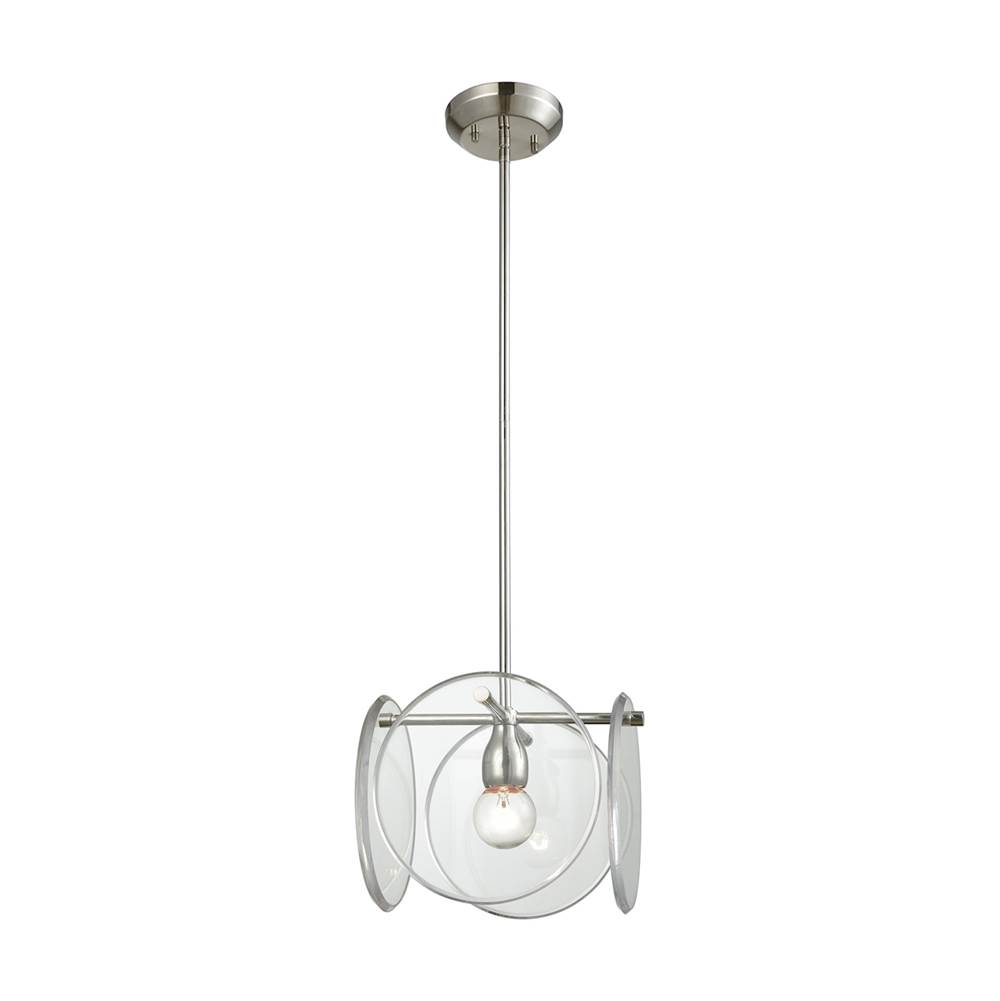 Elk Lighting Disco 1-Light Mini Pendant in Polished Nickel With Clear Acrylic Panels