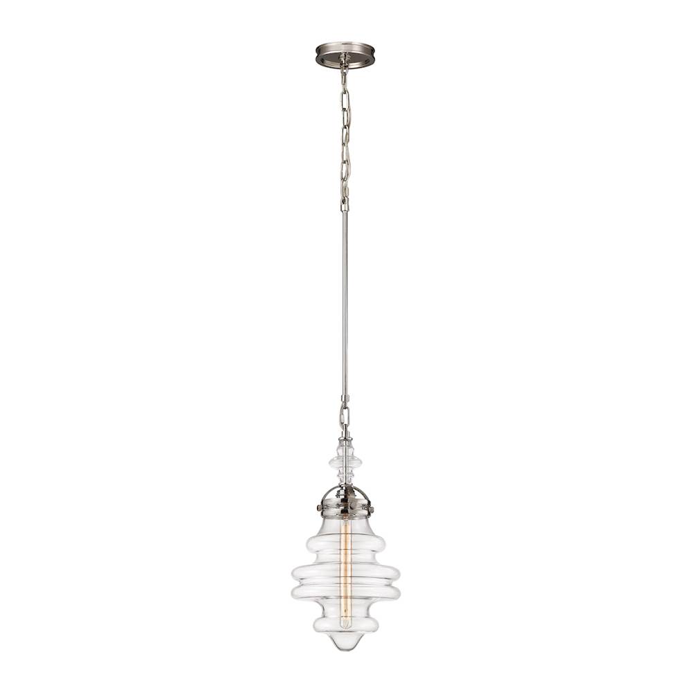 Elk Lighting Gramercy 1-Light Mini Pendant in Polished Nickel With Clear Glass