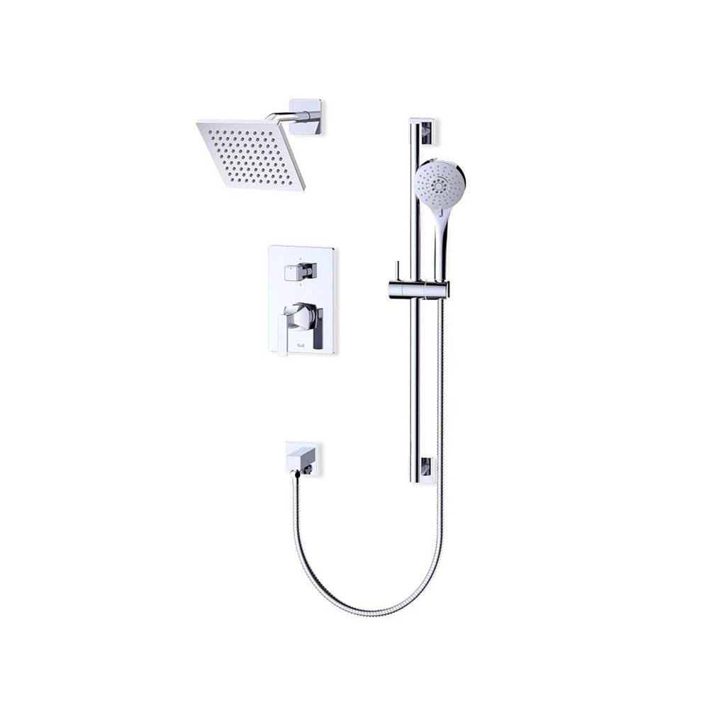 Fluid fluid Oceanside 6'' Shower & Hand Shower Trim Kit with Slide Bar, for F1012B - Chrome