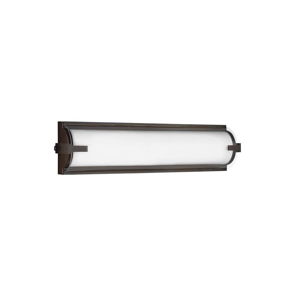 Generation Lighting Braunfels Transitional 1-Light Indoor Dimmable Bath Vanity Wall Sconce In Bronze Finish W/Clear Acrylic Diffuser And Frosted Acrylic Acrylic Shade
