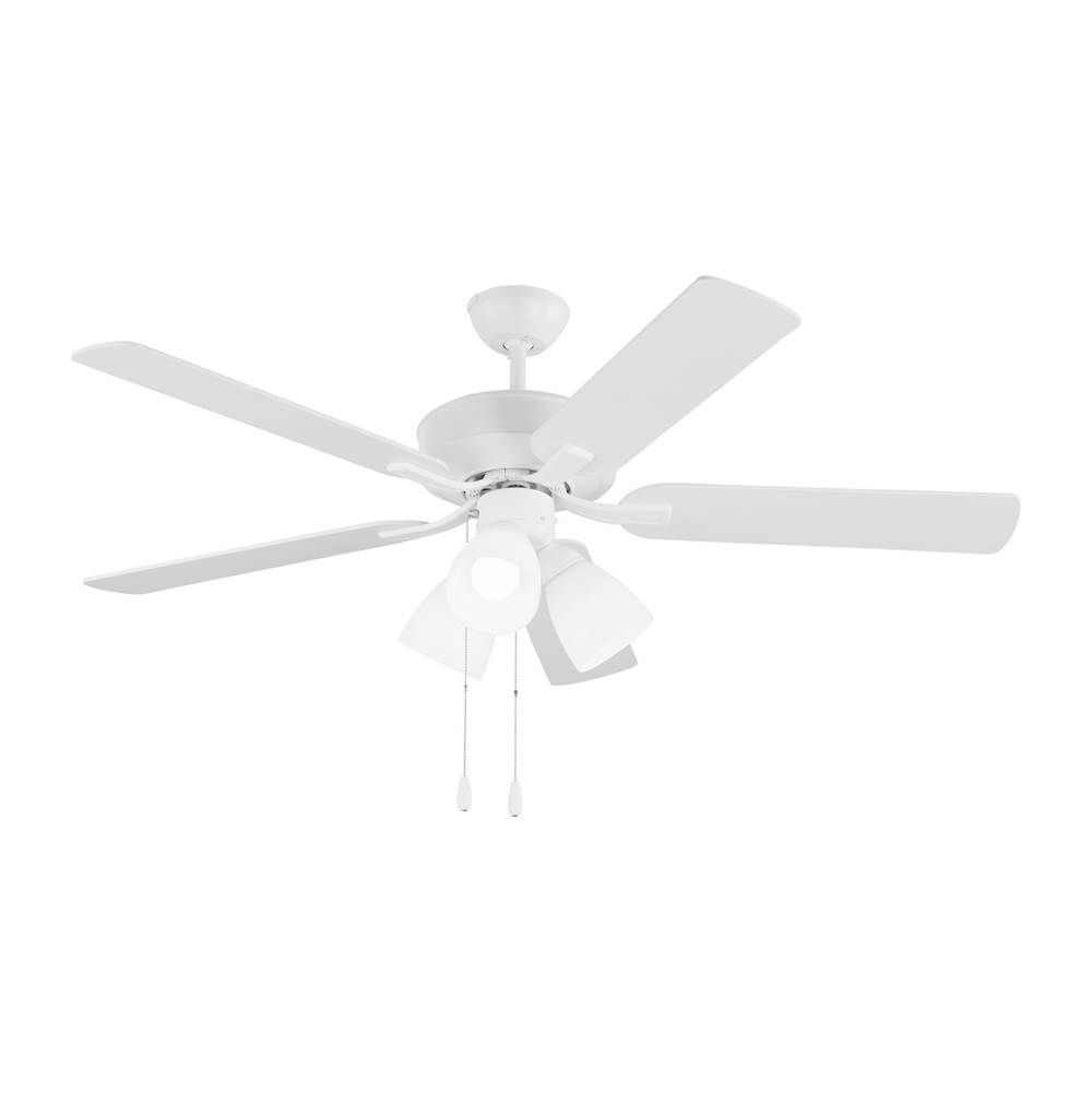 Generation Lighting Linden 52 LED 3 Ceiling Fan in Matte White with Matte White Blades and Fitter Light Kit