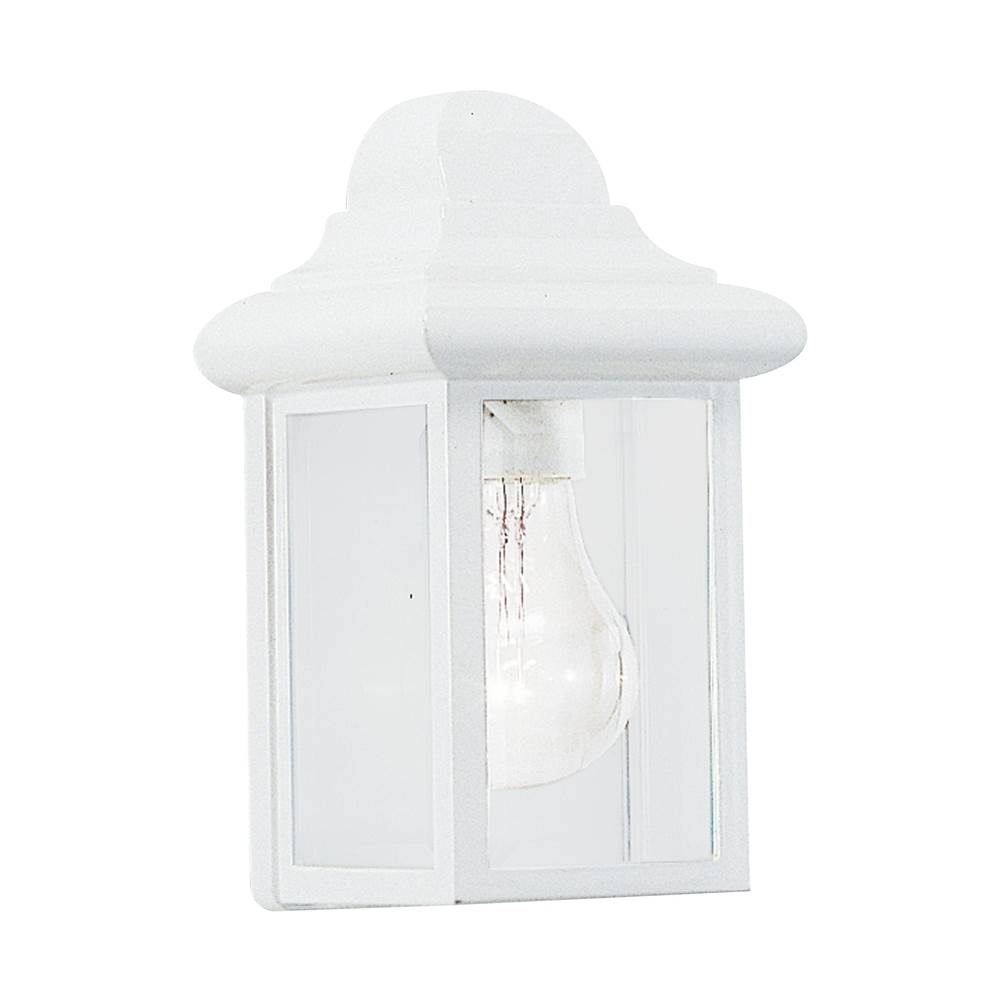 Generation Lighting Mullberry Hill Traditional 1-Light Outdoor Exterior Wall Lantern Sconce In White Finish With Clear Beveled Glass Panels