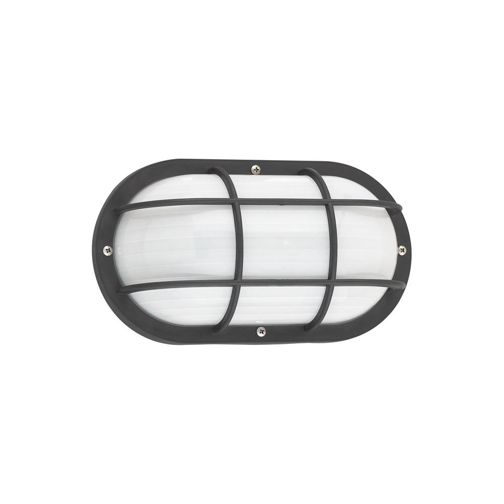 Generation Lighting Bayside Traditional 1-Light Outdoor Exterior Wall Lantern Sconce In Black Finish With Polycarbonate Protector And Frosted White Diffuser