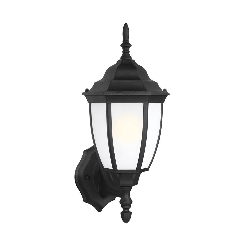Generation Lighting Bakersville Traditional 1-Light Led Outdoor Exterior Wall Lantern In Black Finish With Smooth White Glass Shades