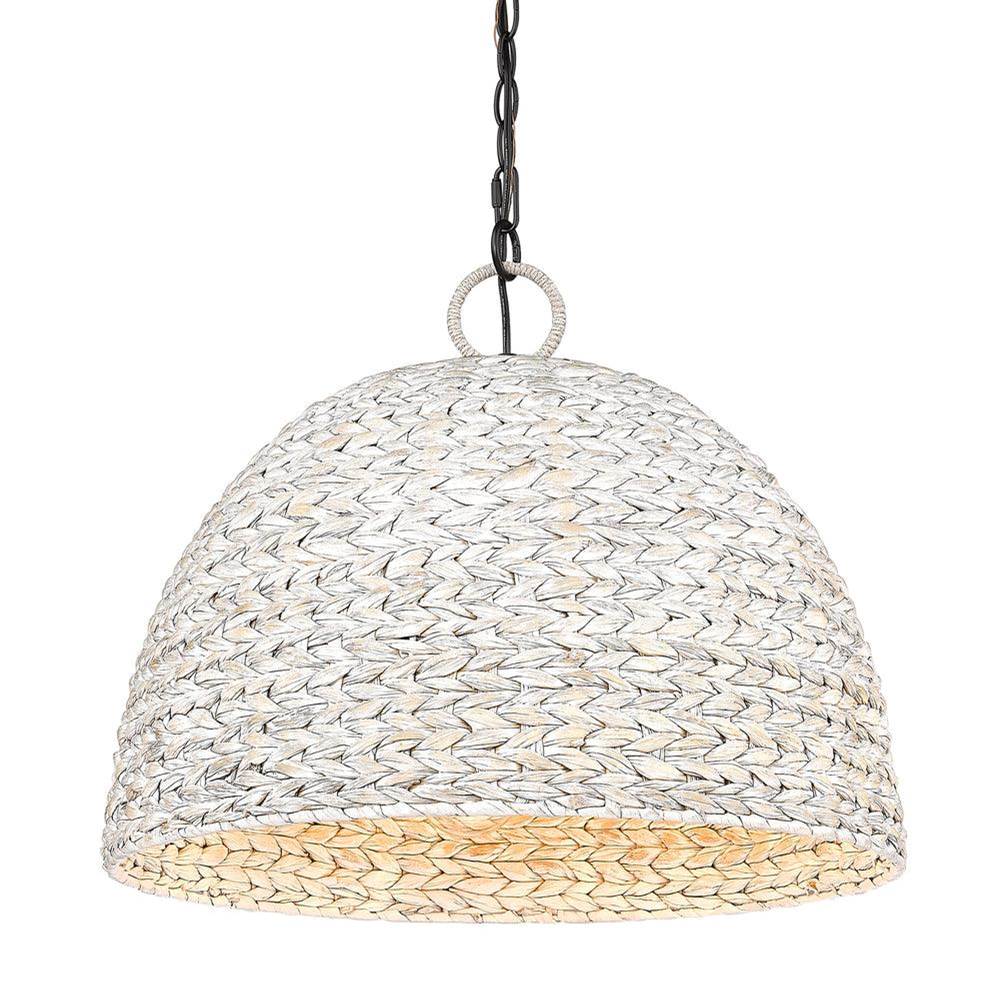 Golden Lighting Rue 5 Light Pendant in Matte Black with Painted Sweet Grass Shade