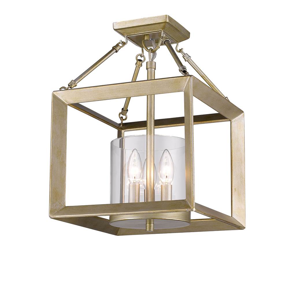 Golden Lighting Smyth Convertible Semi-Flush in White Gold with Clear Glass