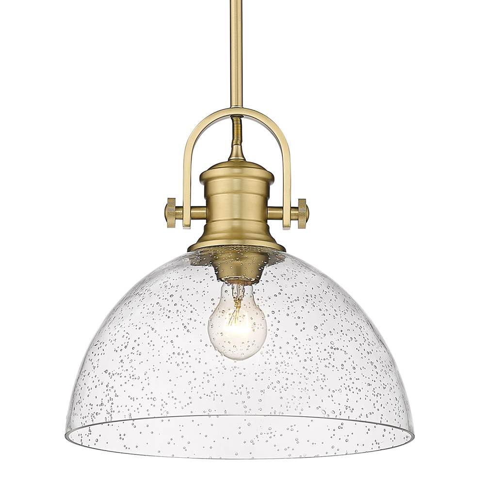 Golden Lighting Hines Large Pendant in Brushed Champagne Bronze with Seeded Glass Shades
