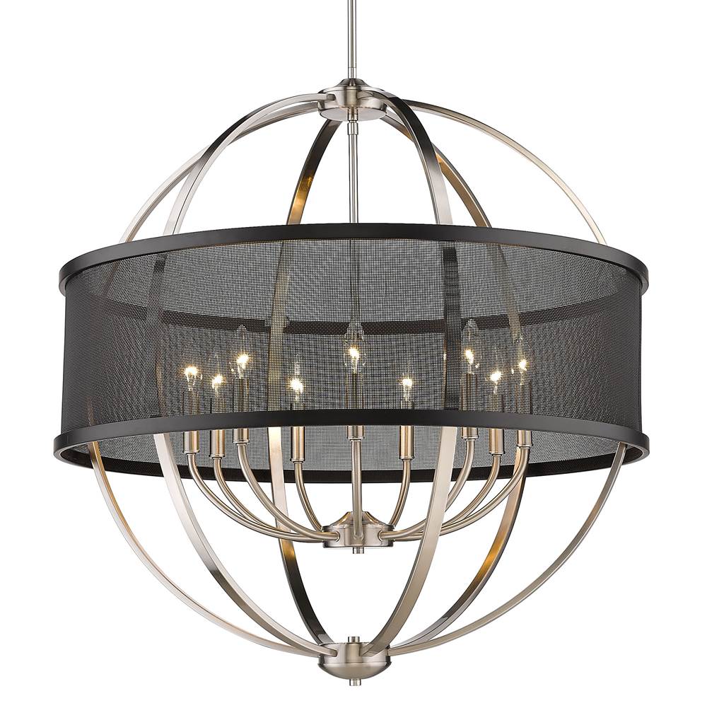 Golden Lighting Colson PW 9 Light Chandelier (with Matte Black shade) in Pewter