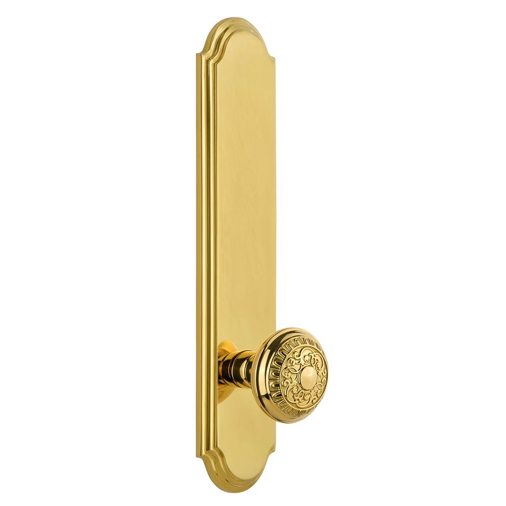 Grandeur Hardware Grandeur Hardware Arc Tall Plate Passage with Windsor Knob in Polished Brass