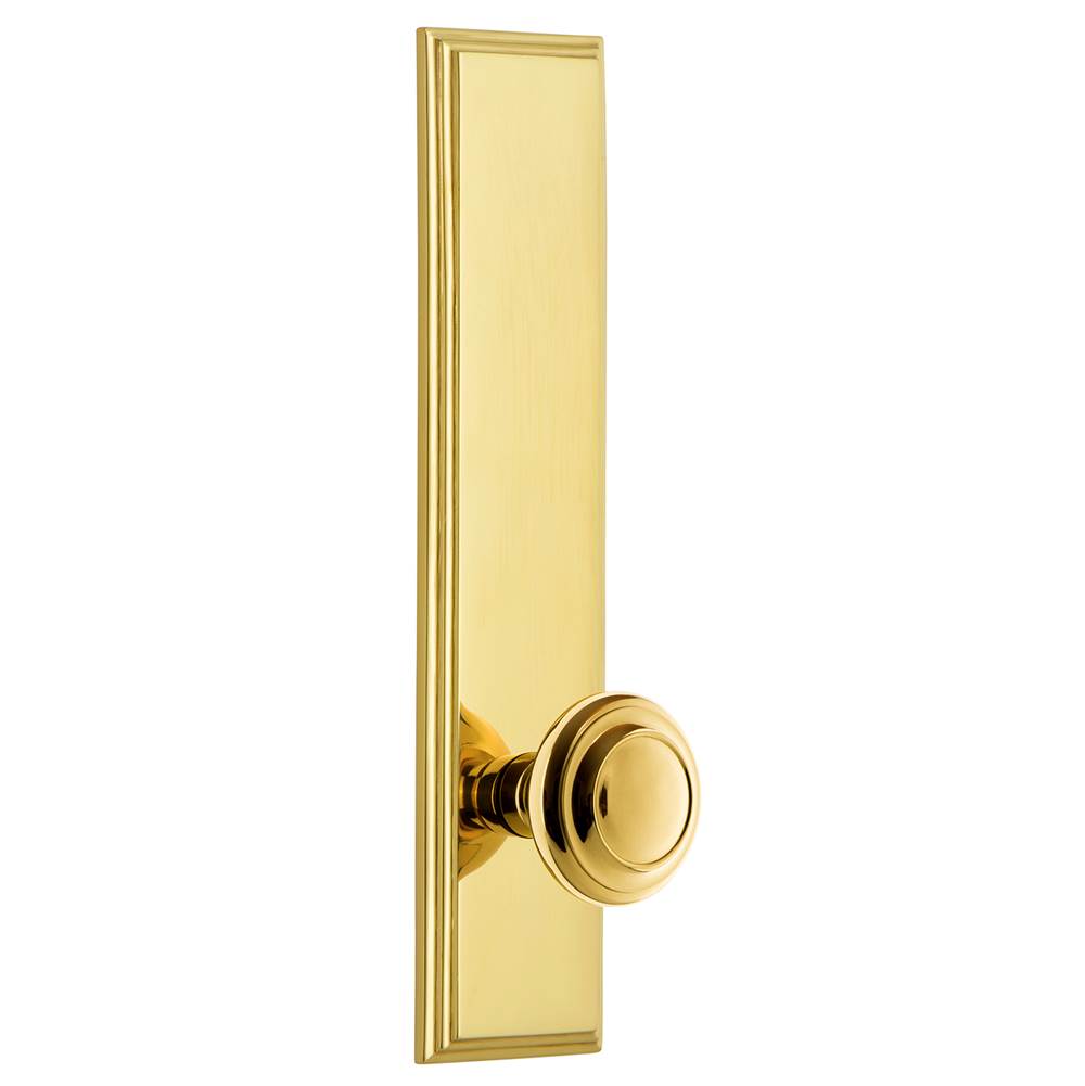 Grandeur Hardware Grandeur Hardware Carre'' Tall Plate Privacy with Circulaire Knob in Lifetime Brass