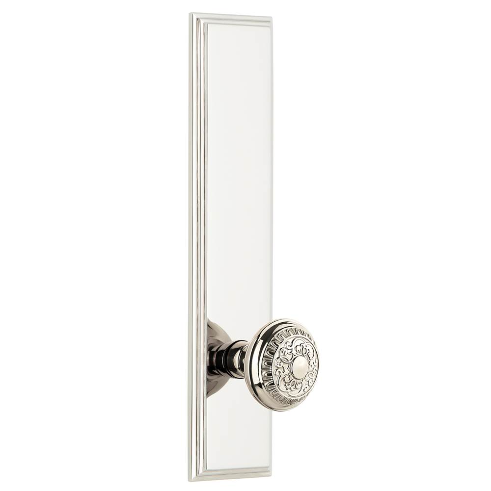 Right-Handed Grandeur 803750 Hardware Carre Tall Plate Privacy with Chambord Knob in Polished Nickel Backset Size-2.375