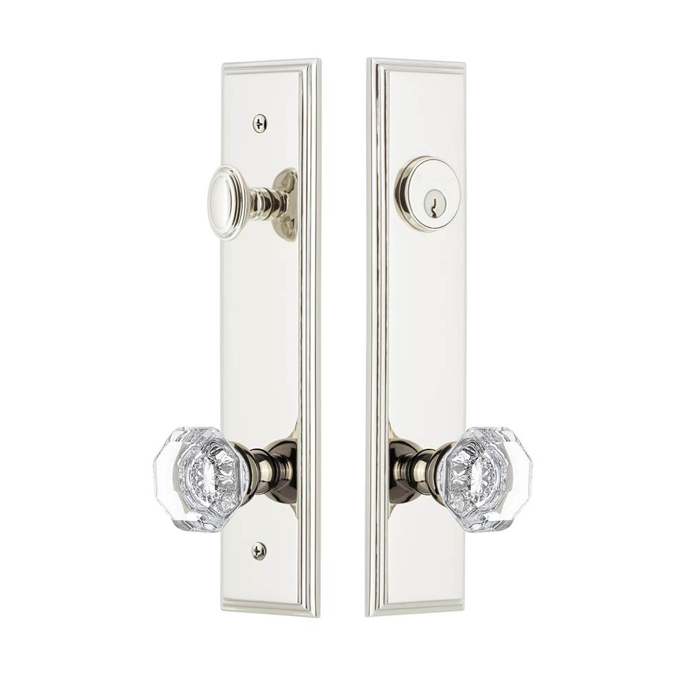 Grandeur Hardware Grandeur Hardware Carre'' Tall Plate Complete Entry Set with Chambord Knob in Polished Nickel
