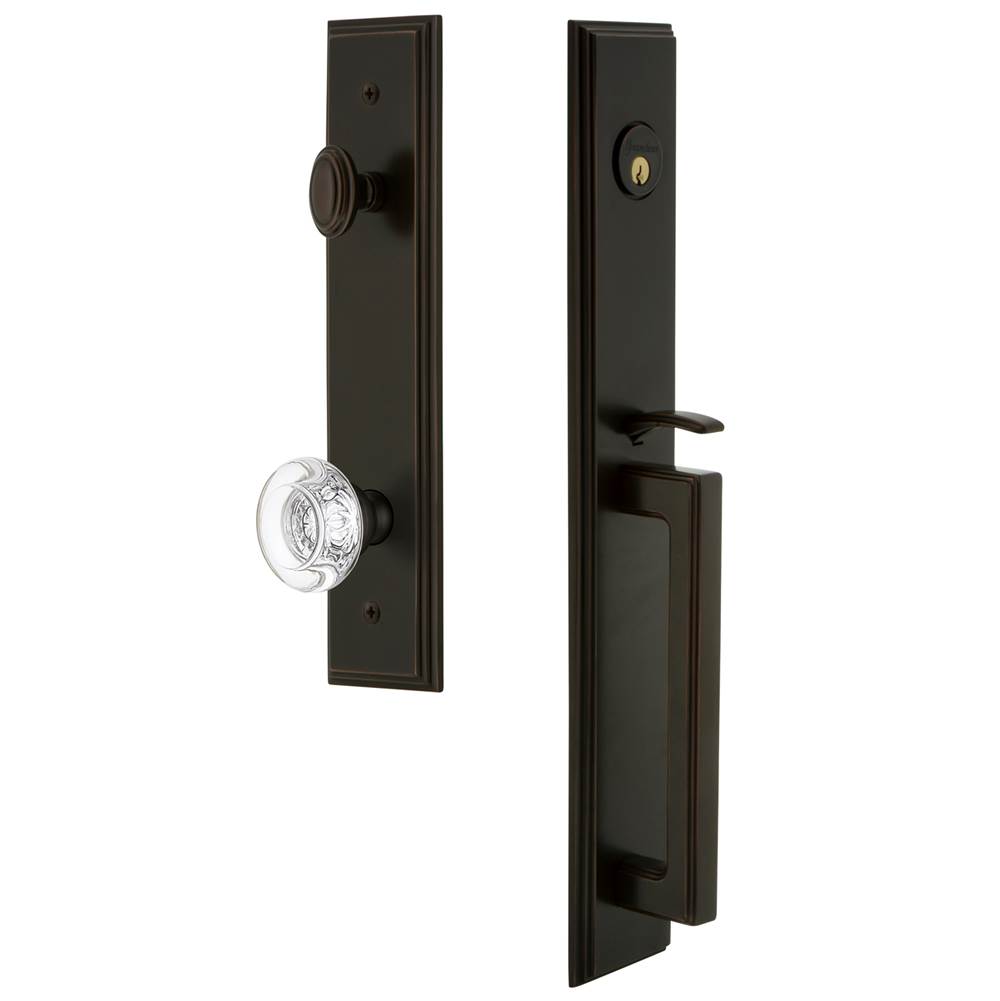 Grandeur Hardware Grandeur Hardware Carre'' One-Piece Handleset with D Grip and Bordeaux Knob in Timeless Bronze