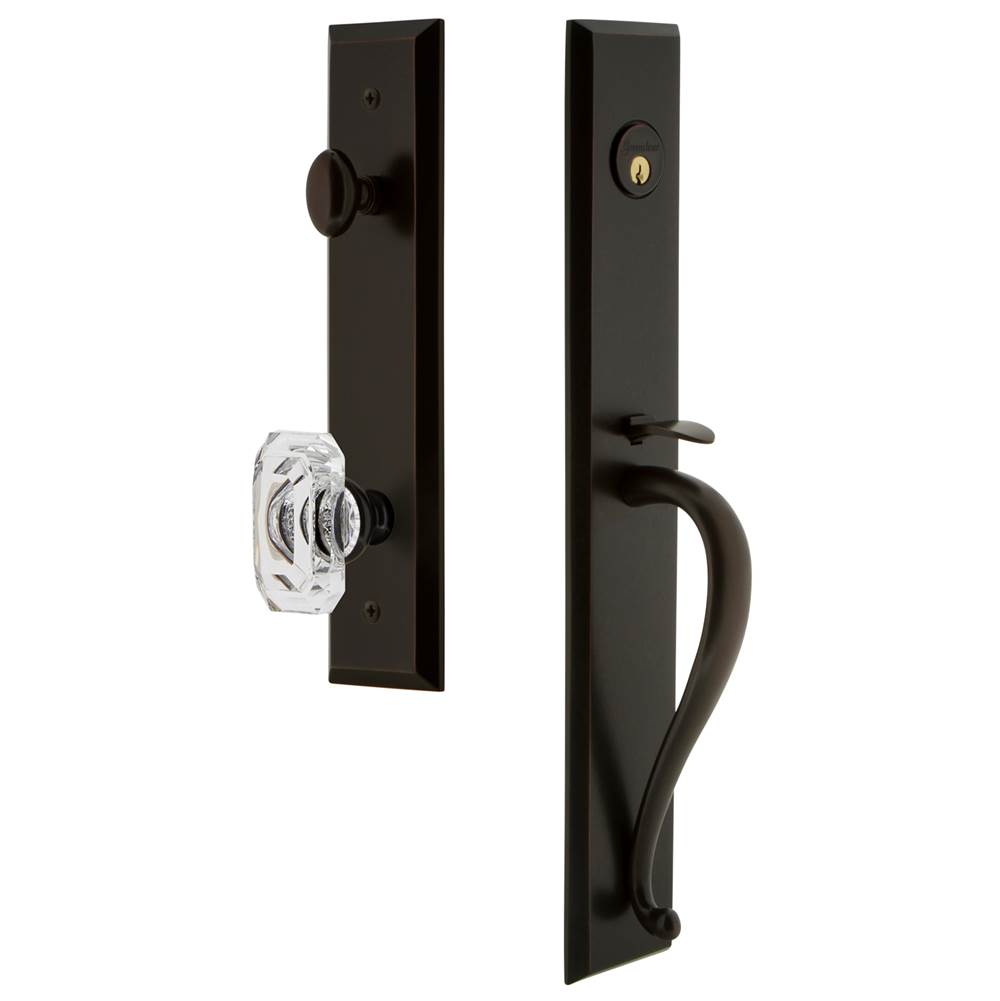 Grandeur Hardware Grandeur Hardware Fifth Avenue One-Piece Handleset with S Grip and Baguette Clear Crystal Knob in Timeless Bronze