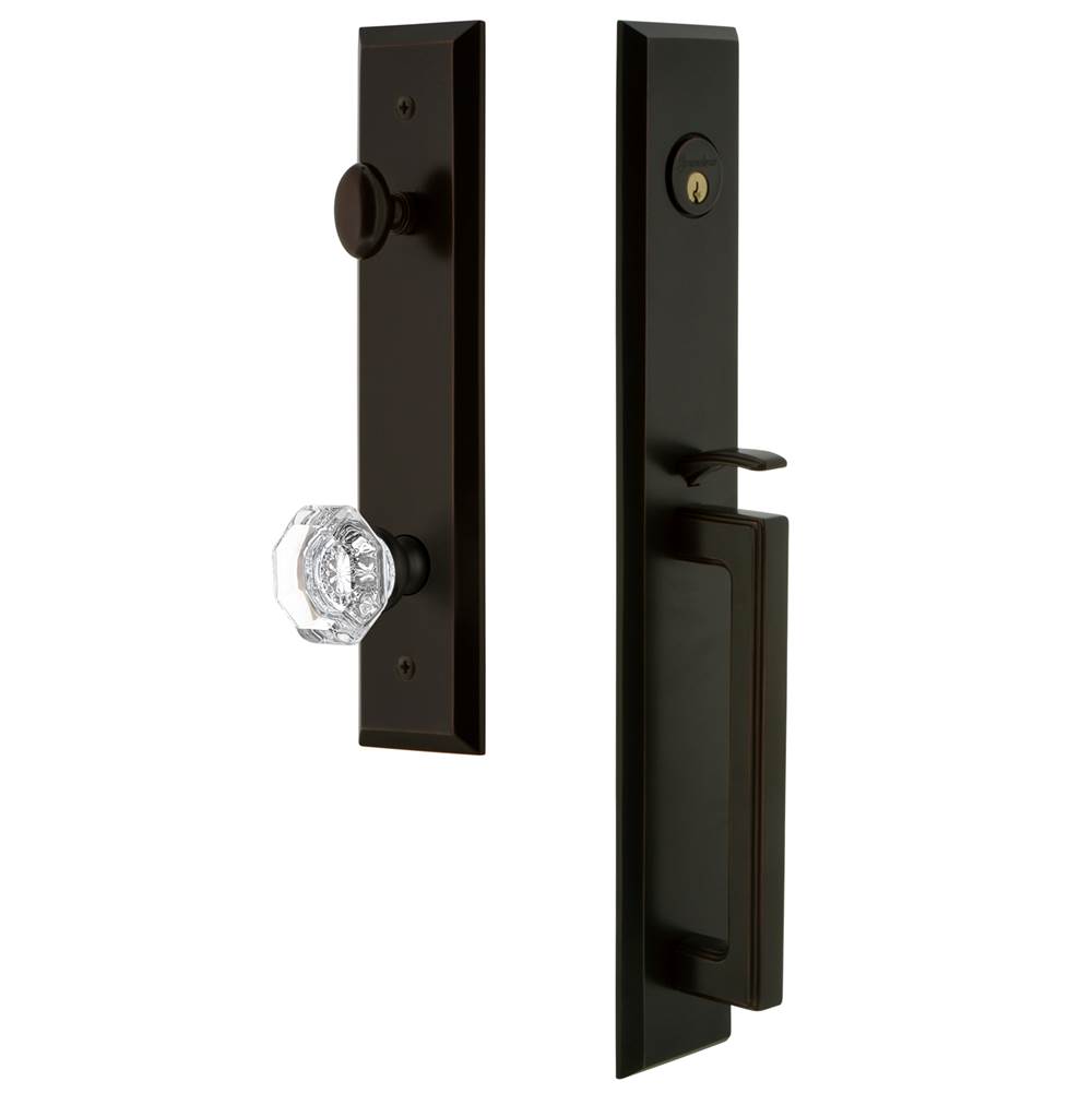 Grandeur Hardware Grandeur Hardware Fifth Avenue One-Piece Handleset with D Grip and Chambord Knob in Timeless Bronze