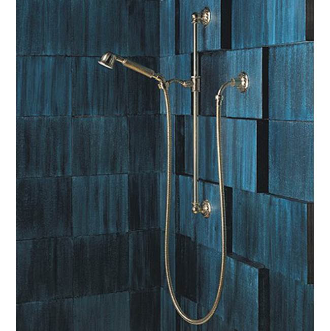Herbeau ''Pompadour'' Shower Combination on Sliding Bar with 1/2'' Wall Elbow in Antique Lacquered Copper
