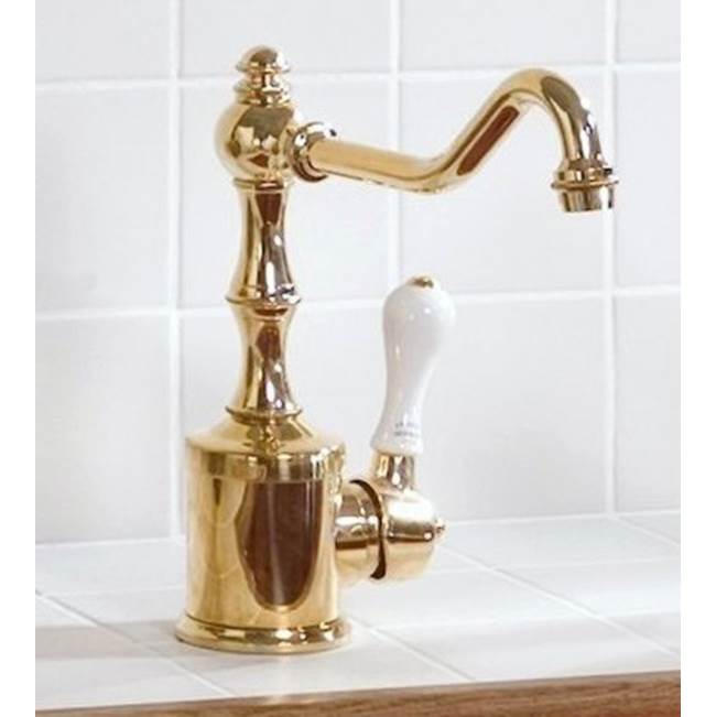 Herbeau ''Royale'' Single Lever Kitchen Mixer With Ceramic Cartridge in Wooden Handle, Polished Brass