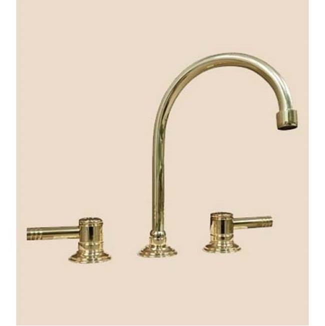 Herbeau ''Lille'' 3-Hole Lavatory Mixer with Ceramic Cartridge in French Weathered Brass Without Pop-Up Drain Assembly