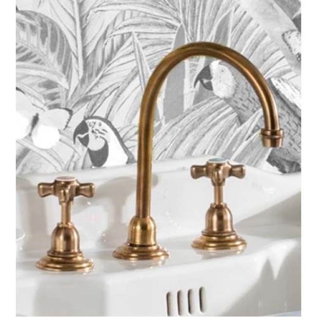 Herbeau ''Royale'' ''Etoile'' High Arc Lavatory Set in  Antique Lacquered Brass