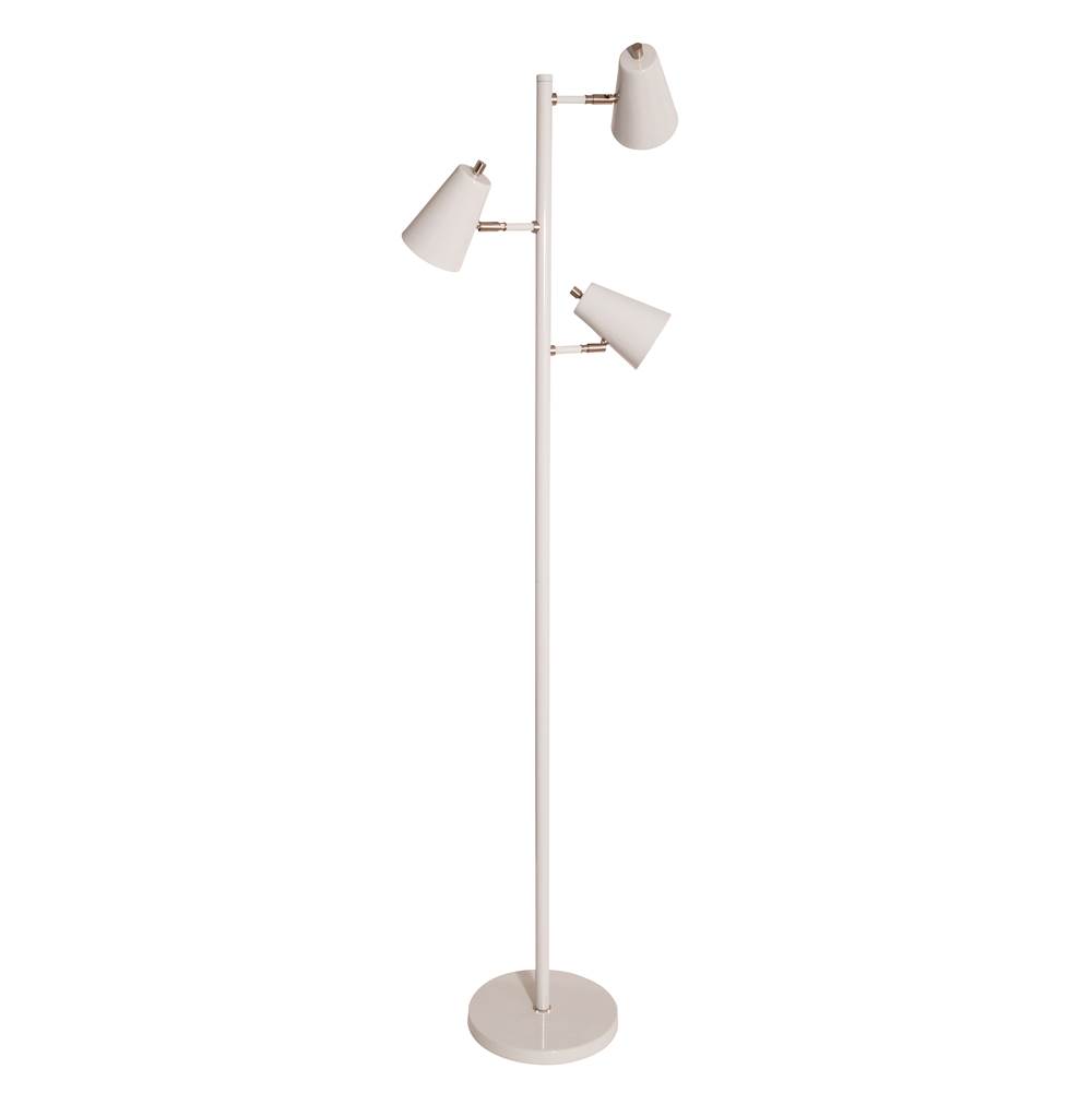 House Of Troy Kirby LED three light floor lamp in gray with satin nickel accents